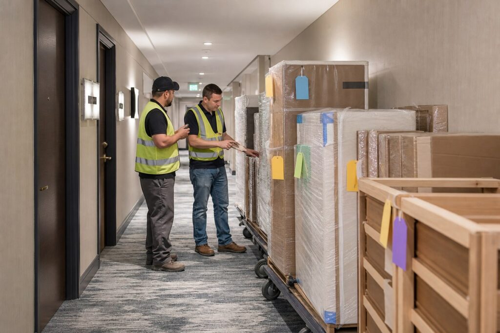 Phased hotel PIP material delivery