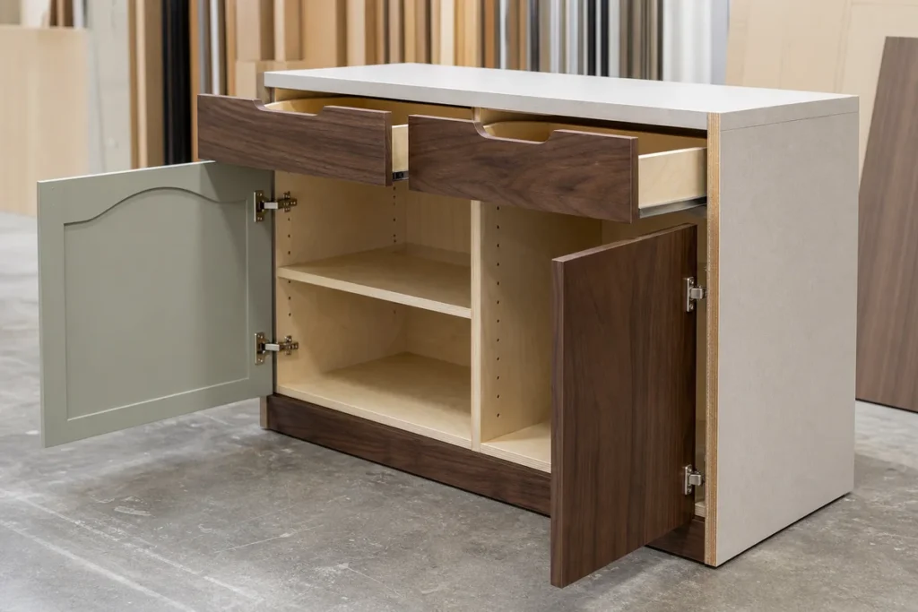 Cabinet materials matched to components