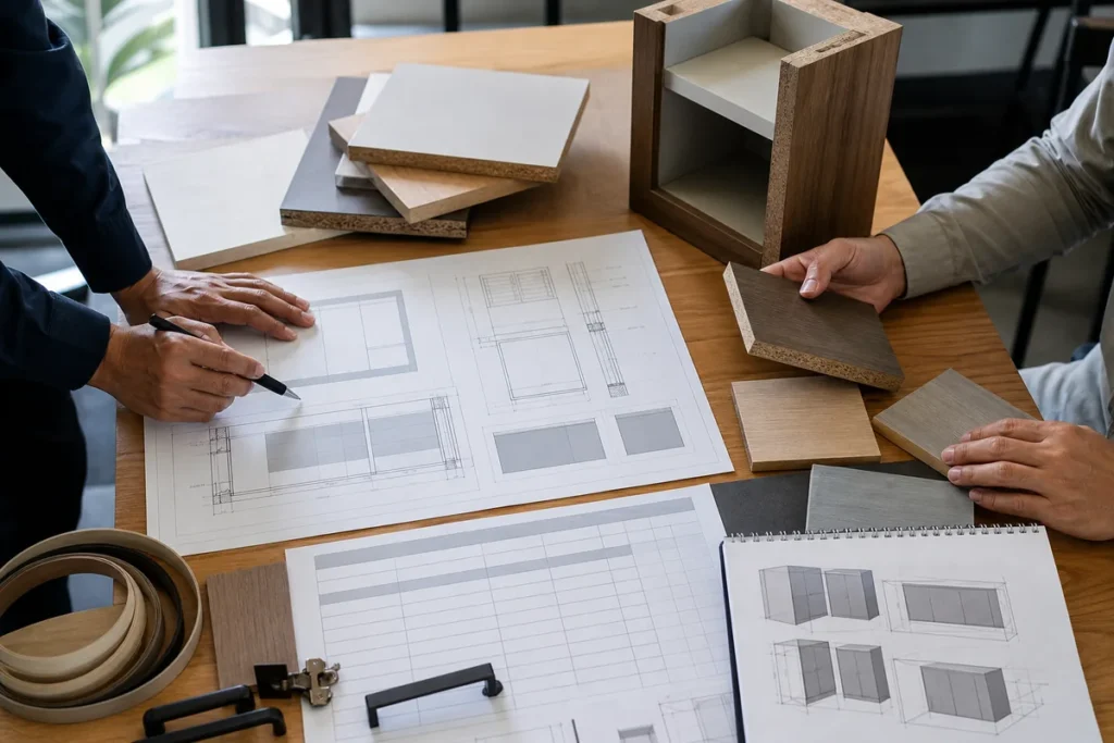[cabinet-material-sample-approval.webp](/C:/Users/Admin/Desktop/敬城工装站点/assets/article-images/cabinet-material-types/cabinet-material-sample-approval.webp)Cabinet material sample and drawing review