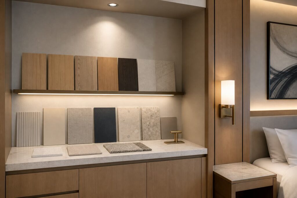 CRI lighting review of cabinet and finish samples
