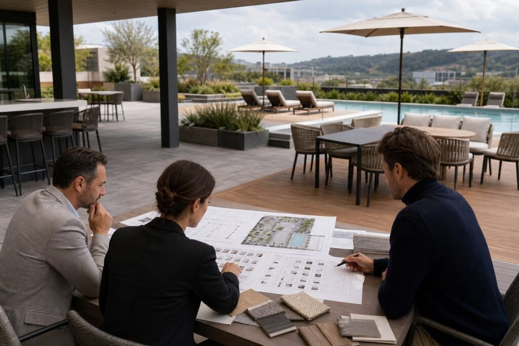Hotel patio site scope and furniture schedule