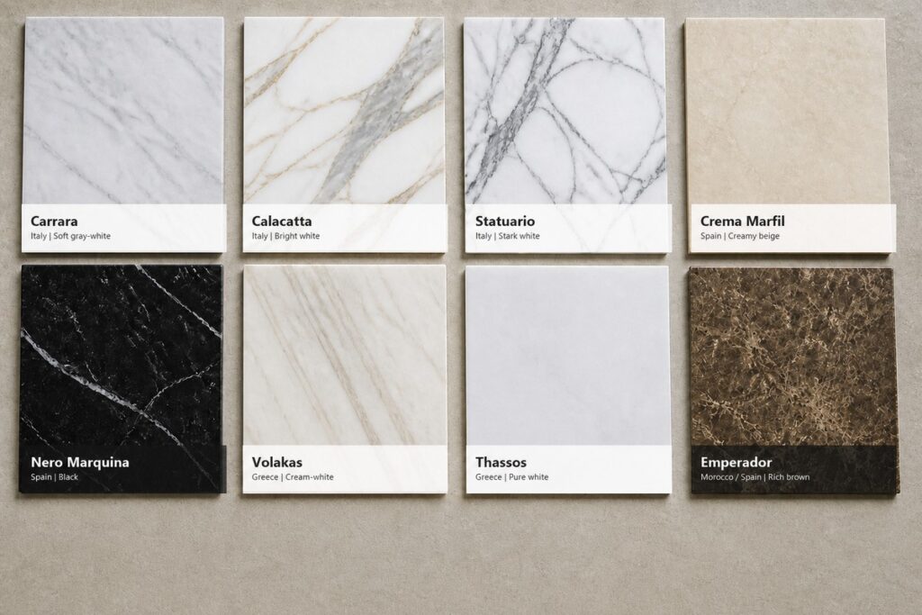 Eight marble types for commercial interiors