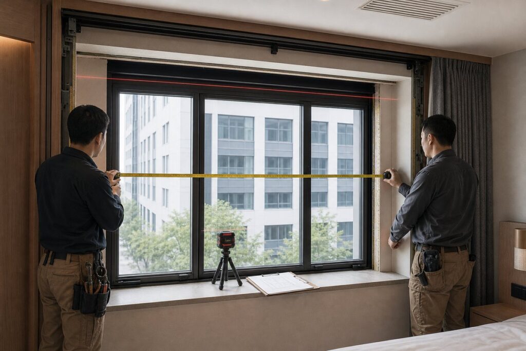 Hotel window treatment field measurement