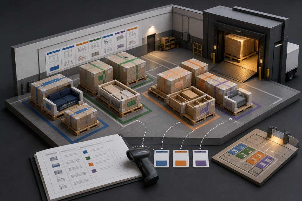 Commercial furniture packing and receiving plan