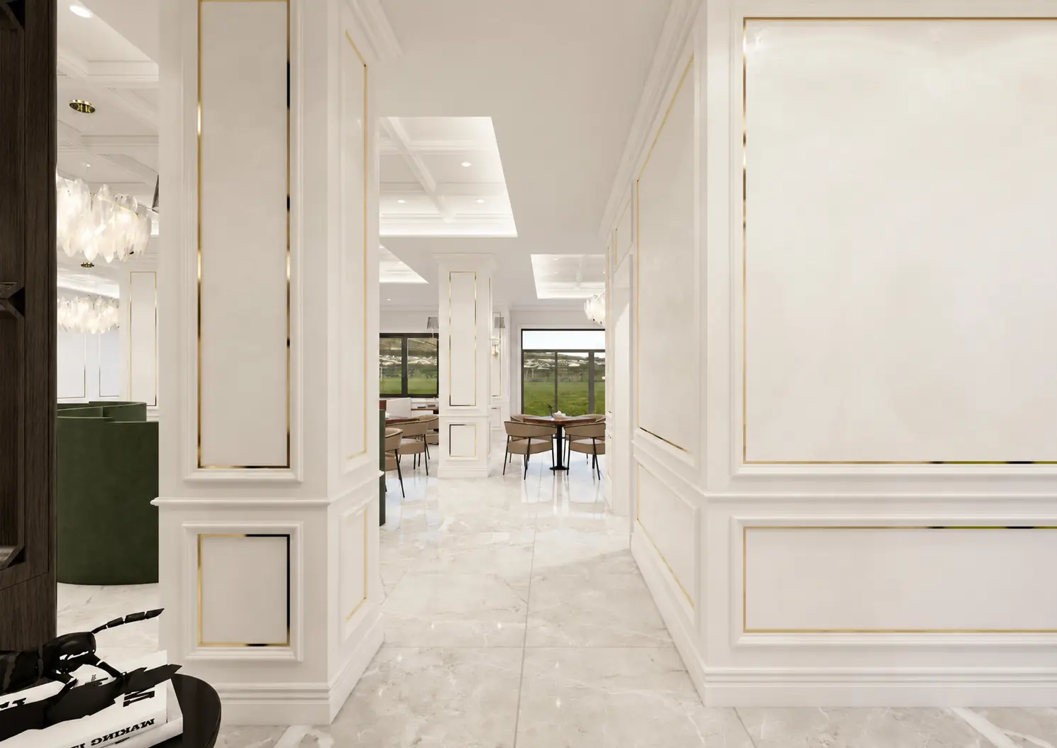 Nicole Hotel restaurant interior with dining furniture in Lagos, Nigeria