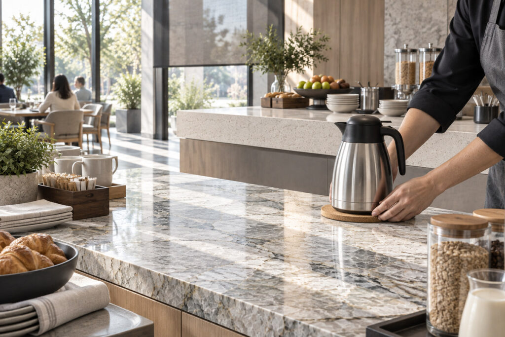 Commercial countertops with heat protection