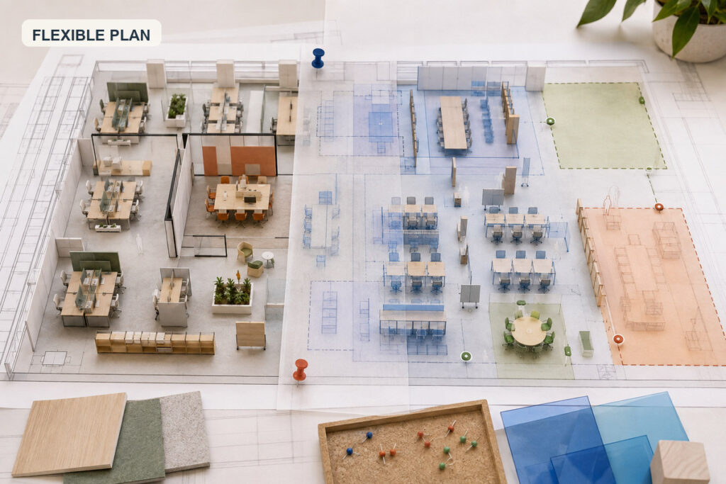 Flexible office space plan