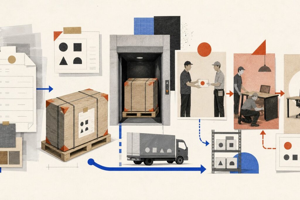 Office furniture packing and site handoff