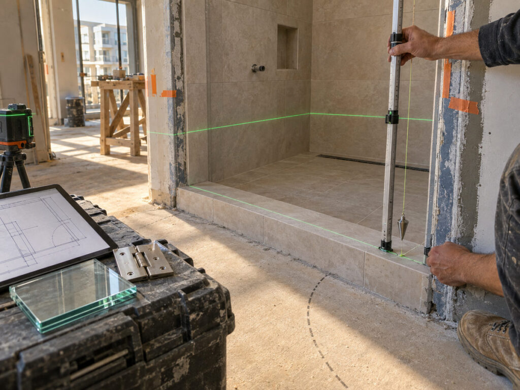 Shower glass field survey and shop drawing