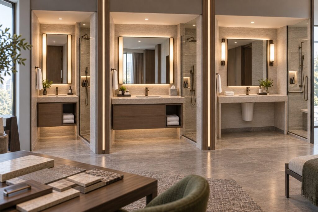 Hotel vanity room type layouts