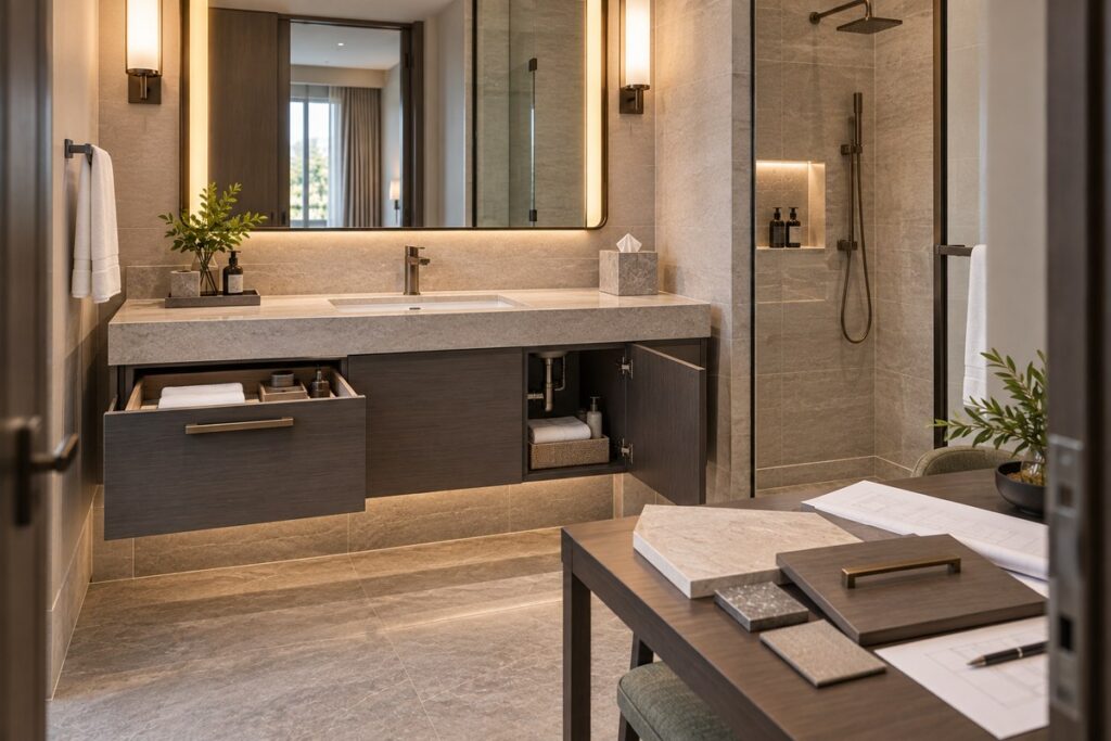 Hotel vanity sample room approval
